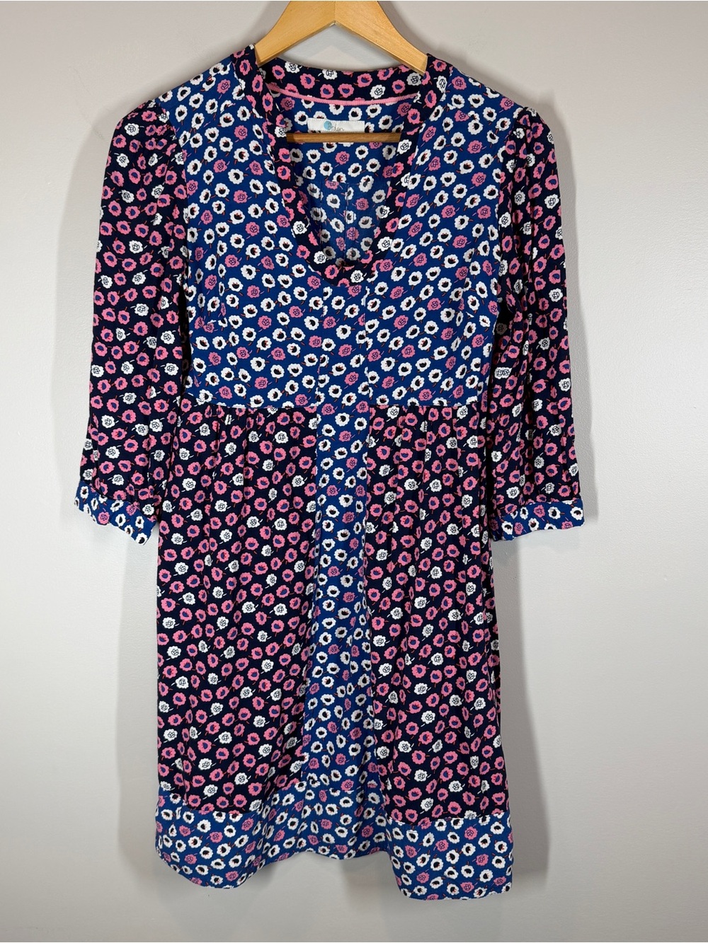 Boden Mollie Tunic Dress Floral Size 6 Multicolored V Neck
